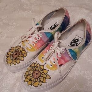 Van's Rainbow Sunflower Tennis Shoes M-7.5 W-9